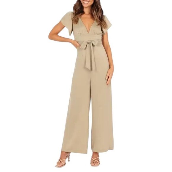Petal & Pup Orin Jumpsuit Beige Size 8 NWT - Picture 1 of 15